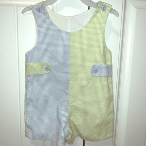 Adorable gingham green/blue Jon Jon